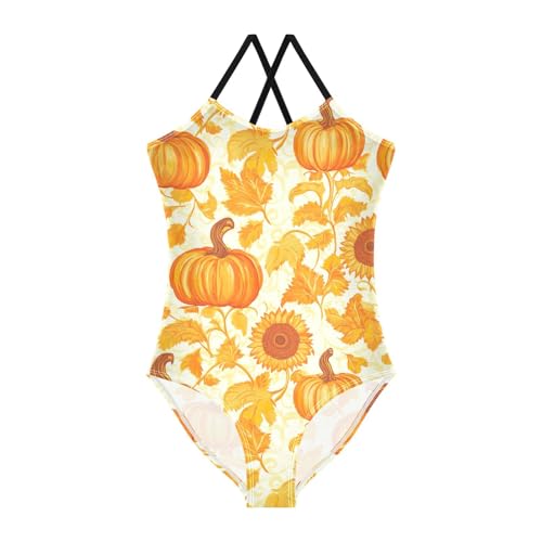 Sunflower Autumn Fall Pumpkin Girls One Piece Swimsuit Beach Swimwear 20858986