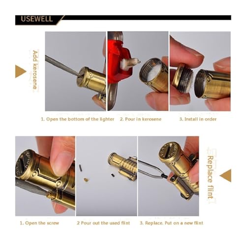 Encendedor Vintage de Metal con Rueda y Llama Suave miniatura 4