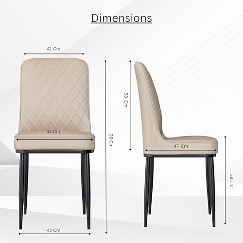 Image of Jewel Premium Leather Dining Chair with Strong Metal Legs, Cushioned Seat, Chair for Dining, Living Room, Bedroom & Balcony (Beige)