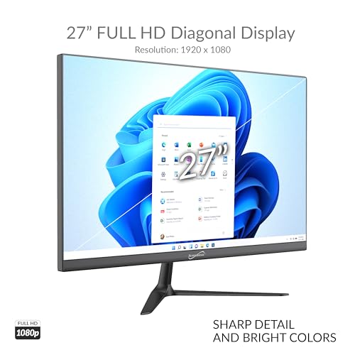 Image of Supersonic SC-5527AIO 27 inch Windows All-in-1 Desktop Computer, N100 Quad-Core, 16GB RAM, 512GB SSD, Windows 11, UHD 750, Office 365, Wi-Fi, BT 5.1, HDMI, Speakers, USB, Keyboard & Mouse Included