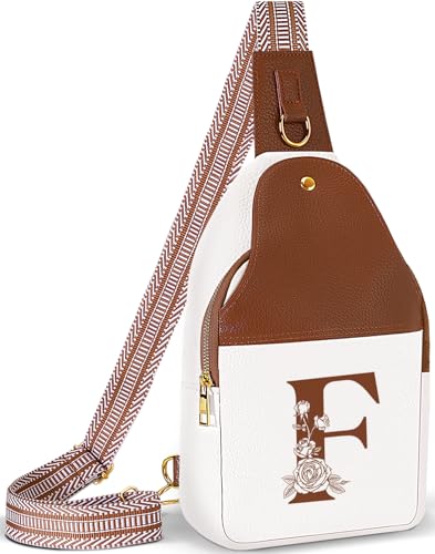 Image of Lizznoe Personalized Crossbody Bag for Women Leather Sling Bags with Initial Letter Chest Bag for Travel, Gift for Mom Wife