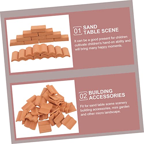 CAXUSD 1 Satz Puppenhausfliesen Mini-dachziegel-Modell Mikro-dachziegel-dekor Mikro-landschaftsdachziegel Mini-Ziegel-Ornament Mini-Steine Ton Miniatur Kind Garten Ziegel – Bild 3