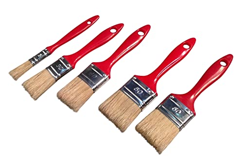SAVY Lot de 5 pinceaux plats tous types de peintures, Rouge