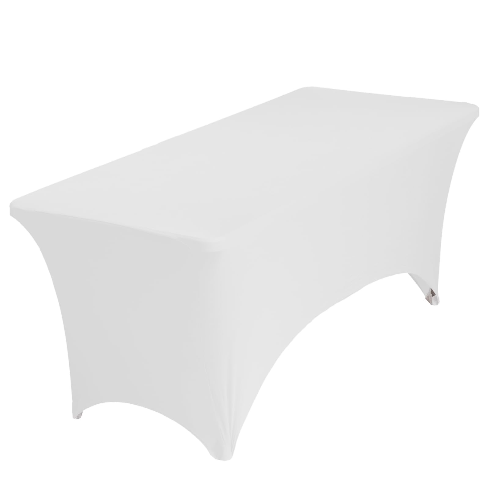 Spandex Table Covers 4FT White Stretch Fitted Table Cloth Rectangle Table Black Tablecloth Wrinkle Resistant Table Cover Stretchable Patio Tablecloths for Wedding Party Banquet (48Lx30Wx30H Inch)