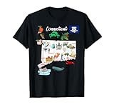 Connecticut Landmarks Map Tee Shirt with symbols of the State is the perfect gift for brother or sister, birthdays, Christmas, or holidays Connecticut cartoon map T-shirt for men, Connecticut Map of attractions T-shirt for women and children Connecti...