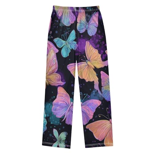 Galaxy Butterfly Pattern Boys Long Pants Soft Trousers Elastic Waist Kids Lounge Bottoms with Pockets S-XL2