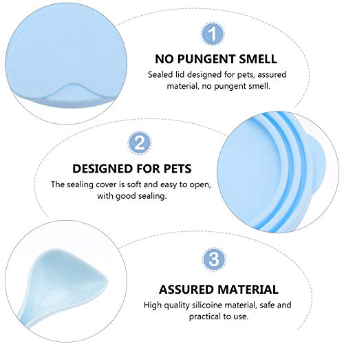 Tampa de lata para gatos de estimação, colher de alimentação com tampa vedante universal (tampa azul