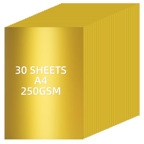 APXEL Papier Pailleté, 30 Pièces A4 Papier Nacré, 250g/m² Cartonnée Couleur Non Autocollant pour Loisirs Créatifs, D'Invitation et Correspondance,...