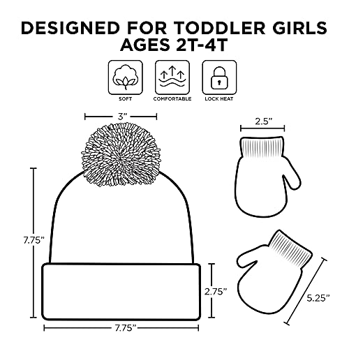 Hasbro Girls Winter Accessory And Mittens Set, Peppa Pig Toddler Beanie For Ages 2-4 Cold Weather Hat, Grey/Pink, 2-4T Us #TOP5