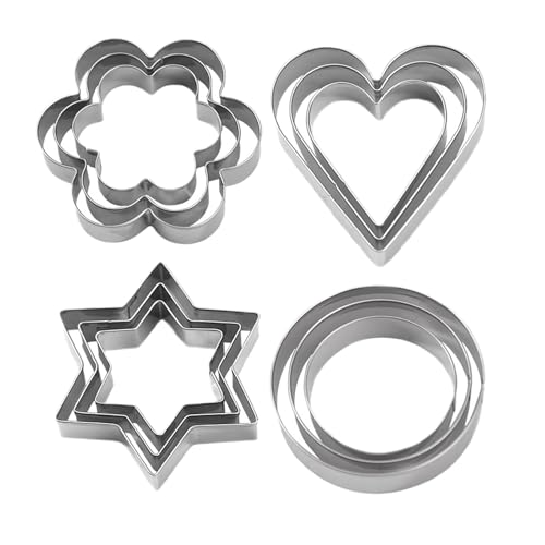 Juego de cortador de galletas de acero inoxidable - Moldes de galletas de corazón pequeño 12, herramienta de almohadilla de pastelería | Kit de corte de fondant de decoración de pasteles, mini molde