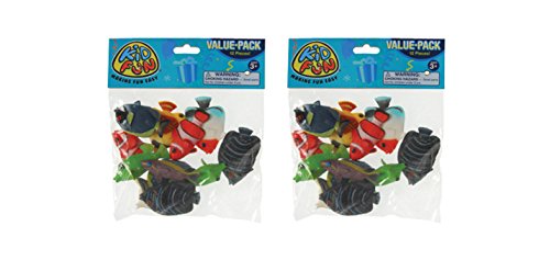 US Toy 2 Dozen Assorted Tropical Fish Toy Figures - (24 Total Fish)