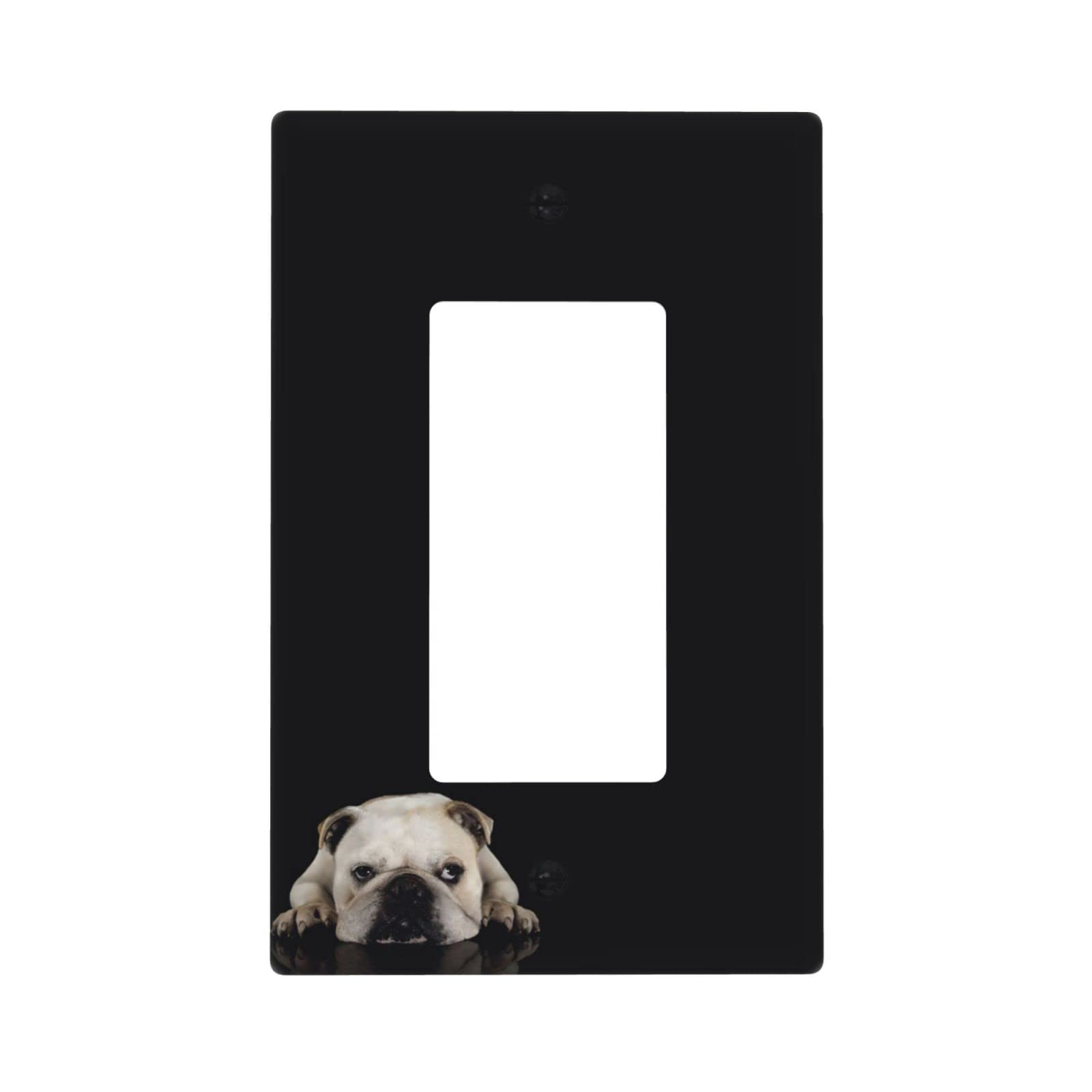 Cute Dog Black Single Rocker Light Switch Cover Wall Plate Decorative 1 Gang Faceplate Decor Kitchen Farmhouse Bathroom 4.50" x 2.76"