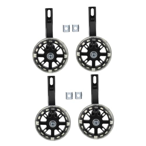 2 pares de ruedas de entrenamiento para bicicleta con protectores laterales, estabilizadores resistentes y silenciosos para soporte de equilibrio, ruedas auxiliares resistentes para bicicleta, realce de seguridad que brilla en la oscuridad