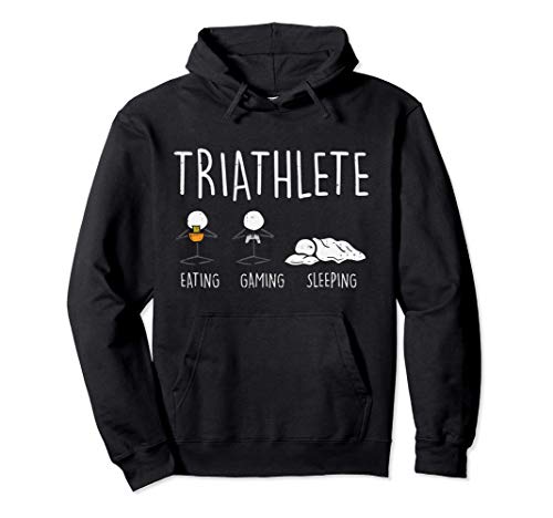 Triathlete Stickman Eat Video Game Sleep Funny Gamer Boy Men Sweat à Capuche