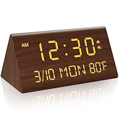 Kogonee Wooden Digital Alarm Clock, 0 100 % Dimmer, 2 Alarm Settings, Weekday/Everyday Mode, 9 Mins