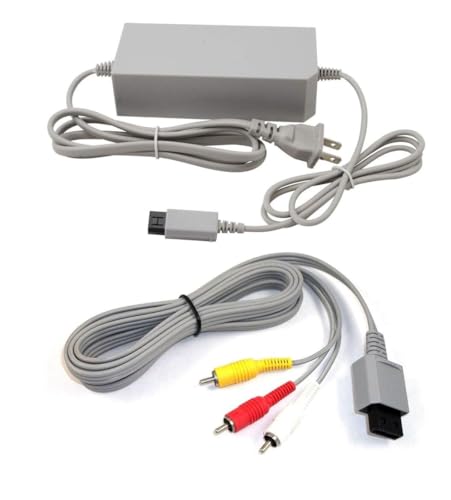 WICAREYO - WICAREYO Power Supply Adapter US Plug Power Adapter with Audio Video AV RCA Video Composite Cable Compatible for Wii Console System