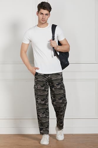 Image of Dennis Lingo Mens Cotton Lycra Mid Rise Relaxed Fit Camo Trousers