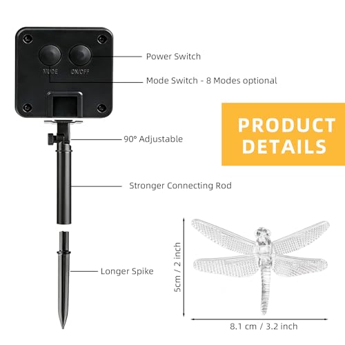 ASFSKY Dragonfly Solar Lights Outdoor, 50 LED Warm White by ASFSKY - Used condition - Image 5