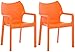 CLP 2er-Set Gartenstuhl Diva Mit Armlehnen | Pflegeleichter Kunststoffstuhl Mit 160 KG Belastbar, Farbe:orange