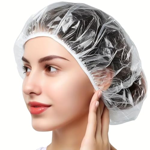 Bonnet de douche jetable plastique étanche fini les cheveux mouillés lot de 100