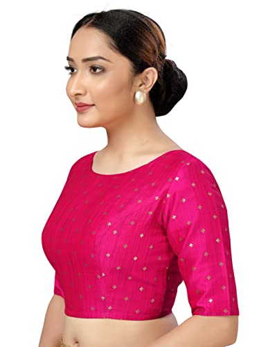 Studio Shringaar Women's Polyester Elbow Length Sleeves Pastel Tie N Dye Print Saree Blouse