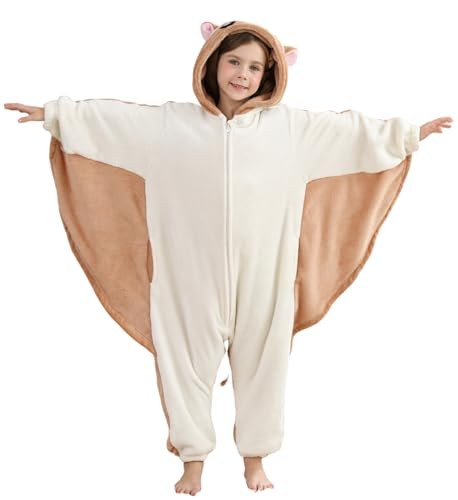Magicmode Kids Flying Squirrel Onesie Pajamas Soft Flannel Halloween Cosplay Costumes for Boys Girls