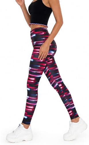 Image of sissycos Women's 80s Leggings Neon Artistic Splash Printed Buttery Soft Stretchy Pants