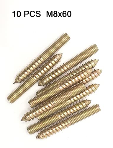 Image of Hanger Bolt M8x60 Double Headed Bolt Self-Tapping Screw for Furniture 10Pcs