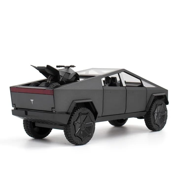 Image of 1:24 Scale Big Tesla CYBERTRUCK Model Diecast Metal Pullback Toy car with Openable Doors & Light, Music Boys car for Kids Best Toys Gifts Toys for Kids (Silver Color)