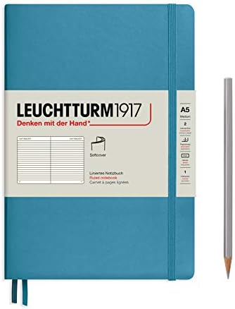 LEUCHTTURM1917 (308290) Notebook Medium (A5) Softcover, 123 Numbered Pages, Ruled, Black