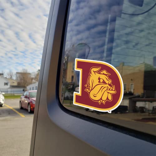 Image of Minnesota Duluth Bulldogs Block D Logo Maroon and Gold Weatherproof Vinyl Sticker Car Decal from Nudge Printing