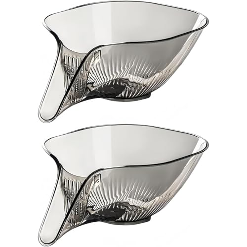 VHJAcuzig バスケット 排水フィルター キッチンツール 取り外し可能なフィルター 漏斗付き排水ボウル 大容量 透明 厚み プラスチック 耐久性 お茶を淹れたり濾したりする 野菜 果物や米を洗う 家庭用 キッチン用品 (グレー x2)