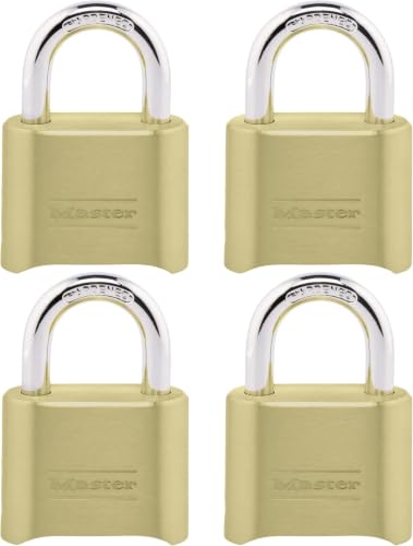 Image of Master Lock Gold Combination Padlock,Gate Lock for Outdoor Fence or Shed,Small-Lock with Customizable Code for Indoor or Outdoor Storage,175EC4,(Pack of 40)