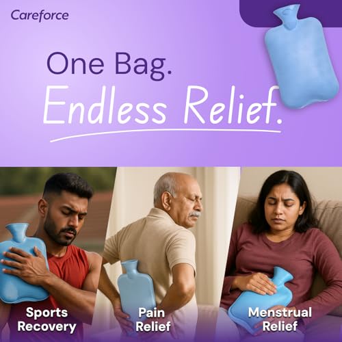 Image of Careforce - The Force Behind Your Health Hot Water Bag for Pain Relief Heating Pad for Periods Cramps, Muscle Aches Heat Pack for Back, Neck, Shoulder and Body Relief -Blue