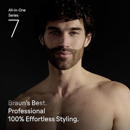 Braun Tondeuse Electrique Tout-En-Un Pour Hommes Series 7 AIO7565 Bleu, Kit 13-En-1 Avec Lame ProBlade et 7 Sabots, Coffret De Rasage Avec Accessoires, Conçue Pour Raser Barbe, Cheveux et Corps