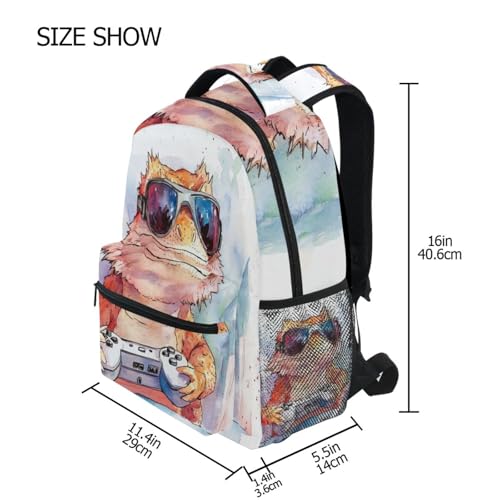 Bearded Dragon Video Game Boys Girls Kids School Backpacks Bookbag, School Bag Travel Backpack Daypack4
