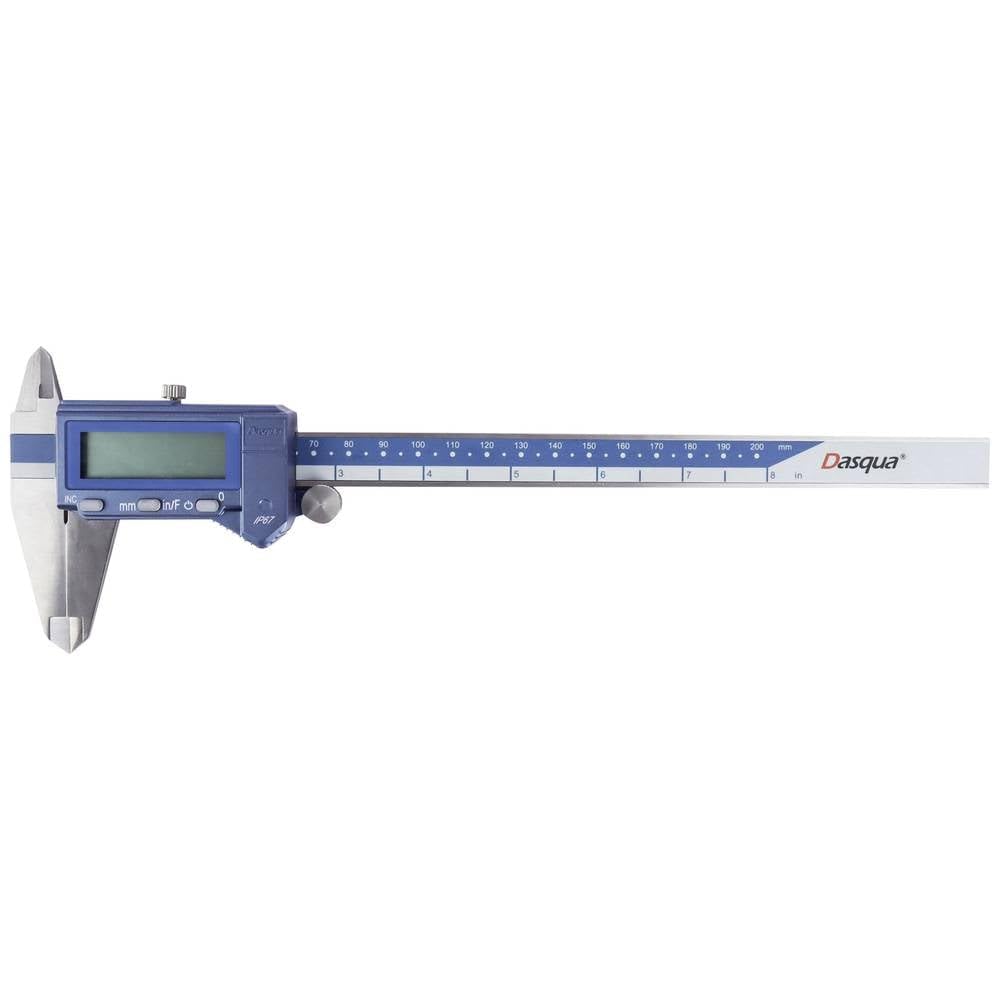 Dasqua Calibre digital IP67 resistente al aceite 2015-2410. Rango de medición (máx.): 200 mm de acero inoxidable.