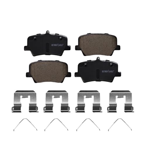 Image of Detroit Axle - Rear Ceramic Brake Pads for 2019 2020 2021 2022 2023 2024 | 2025 Volvo XC40, Driver and Passenger Side Brake Pads with Hardware Assembly Replacement 11.02 inch inch Rear Rotor