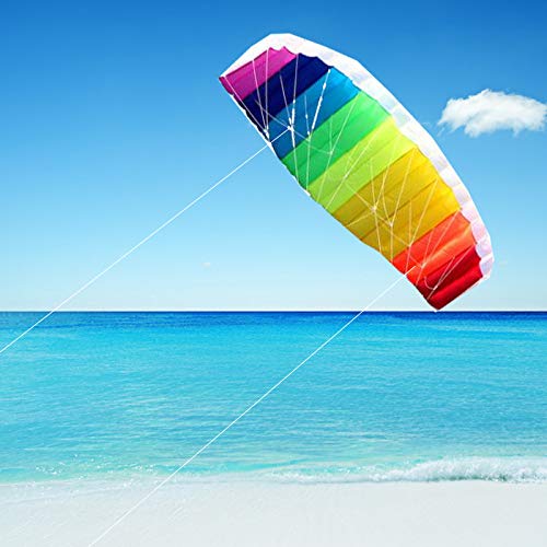 WRENDYY Kite Dual line Large Parafoil Kites Rainbow Fly Sports Beach Stunt Kite bar Nylon Outdoor Toys Kitesurf ikite Factory,270cm Kite
