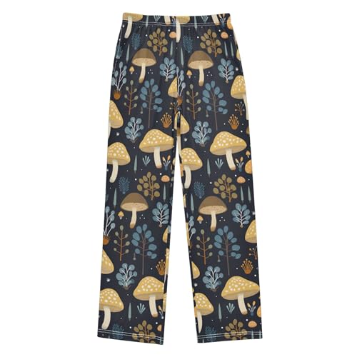 Mushroom Long Pajama Pants Elastic Waist PJ Bottoms with Pockets S A1114642
