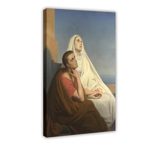 Impression sur toile Saint Augustin et Saint Monica Ary Scheffer cadre suspendu 61x91 cm