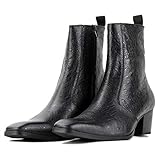 Durable Le Nouveau for Hommes Bottines Pull Tap Noir mi-Mollet Zip Bottes fête for Vacances véritable Cuir Pur(43 EU)
