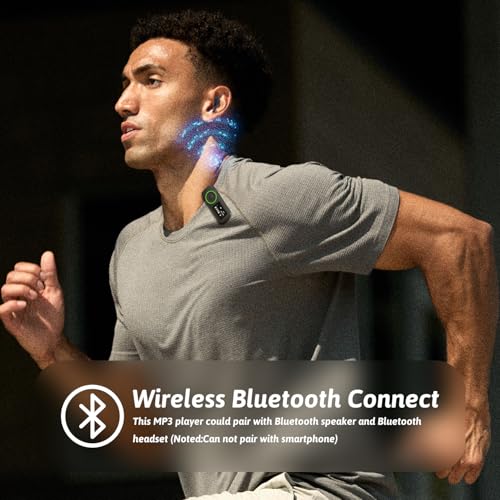Image of 64GB wiwoo Sport Clip on MP3 Player with Bluetooth- Superlight Mini MP3 Player with Clip and Recorder(No FM), MicroSD Support, Shuffle Playback for Running, Cycling, Hiking, Climbing and Yoga