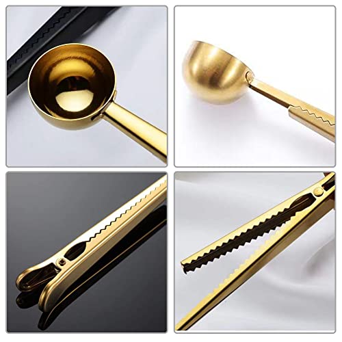 Coffee Measuring Spoon With Alligator Clip For Coffee Bag, 304 Stainless Steel Long Handle Measuring Scoop For Tea Or Coffee Beans - 3 Pack #TOP2