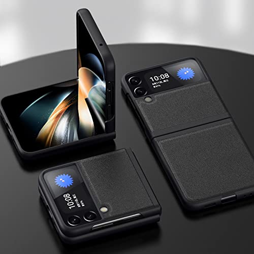 YAGELANG Capa para Samsung Galaxy Z Flip 4, capa protetora de couro genuíno minimalista leve e fina