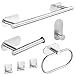 Laimew Juego de Accesorios de Baño, Toalleros de Baño sin Taladro 7 Piezas, Toalleros de aro para Baño de Acero Inoxidable Plata