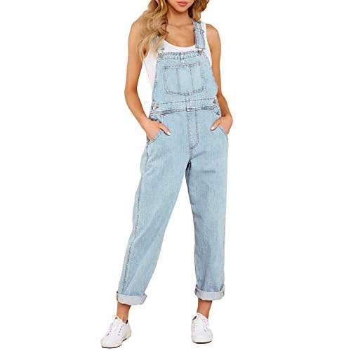 luvamia Women's Casual Stretch Adjustable Denim Bib Overalls Jeans Pants Jumpsuits