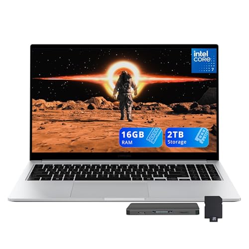Samsung Galaxy Book4 15.6�C���` FHD �m�[�g�p�\�R���AIntel 7 150U �v���Z�b�T�[�A16GB LPDDR4X�A2TB�X�g���[�W (1TB SSD+1TB�h�b�L���O�X�e�[�V�����Z�b�g)�A�C���e���O���t�B�b�N�X�A�o�b�N���C