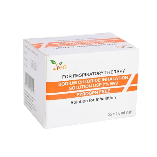 Solución salina hipertónica para inhalación VED, cloruro de sodio (NaCl) al 7%, 25 viales de dosis unitaria de 4,0 ml para adultos y niños.