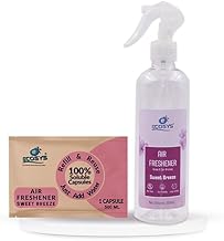 Ecosys Sweet Breeze Infused Non-Toxic Air Freshener Liquid Capsules for Home, Bedrooms and Restrooms - 500ml Pet & Baby Safe Fresh Fragrance With Refillable Spray Bottle (1 Capsule)
